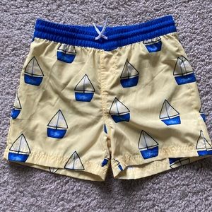 Adorable boys Sailboat Designer Swim Trunks